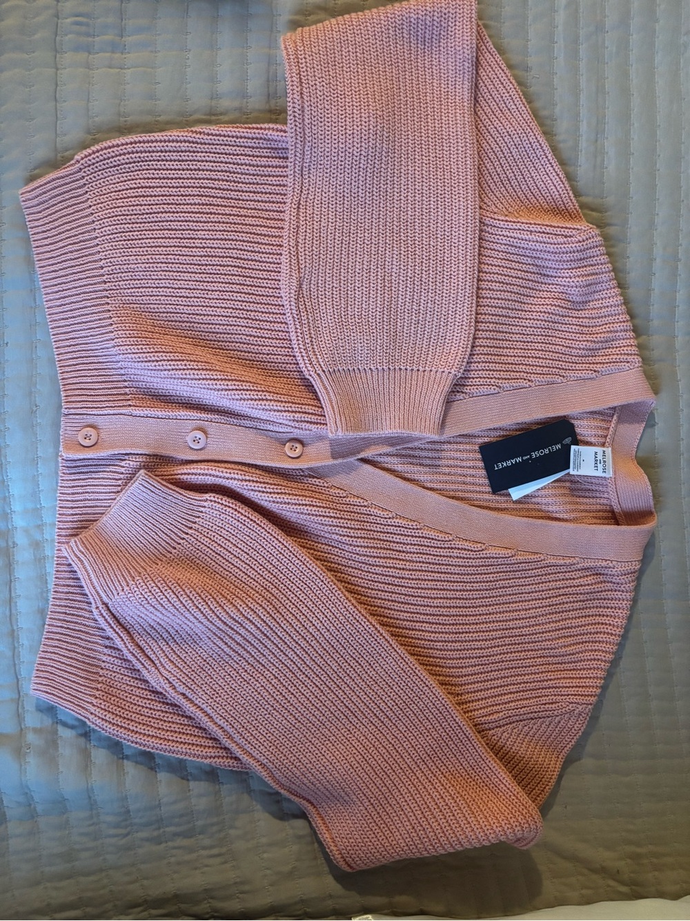 Melrose and market pink melon Ribbed Button-Up Sweater Cardigan